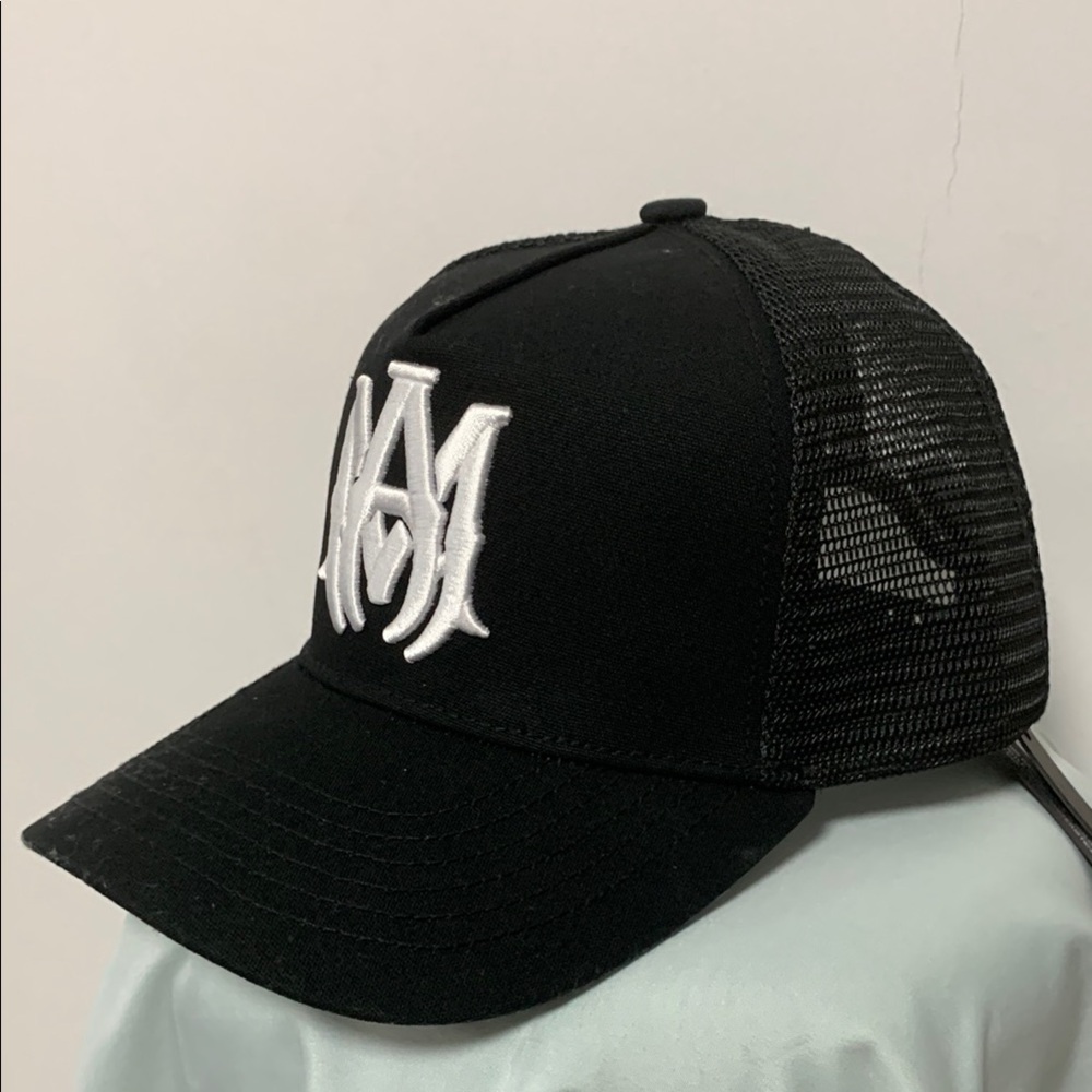 Black Trucker Hat with White Logo